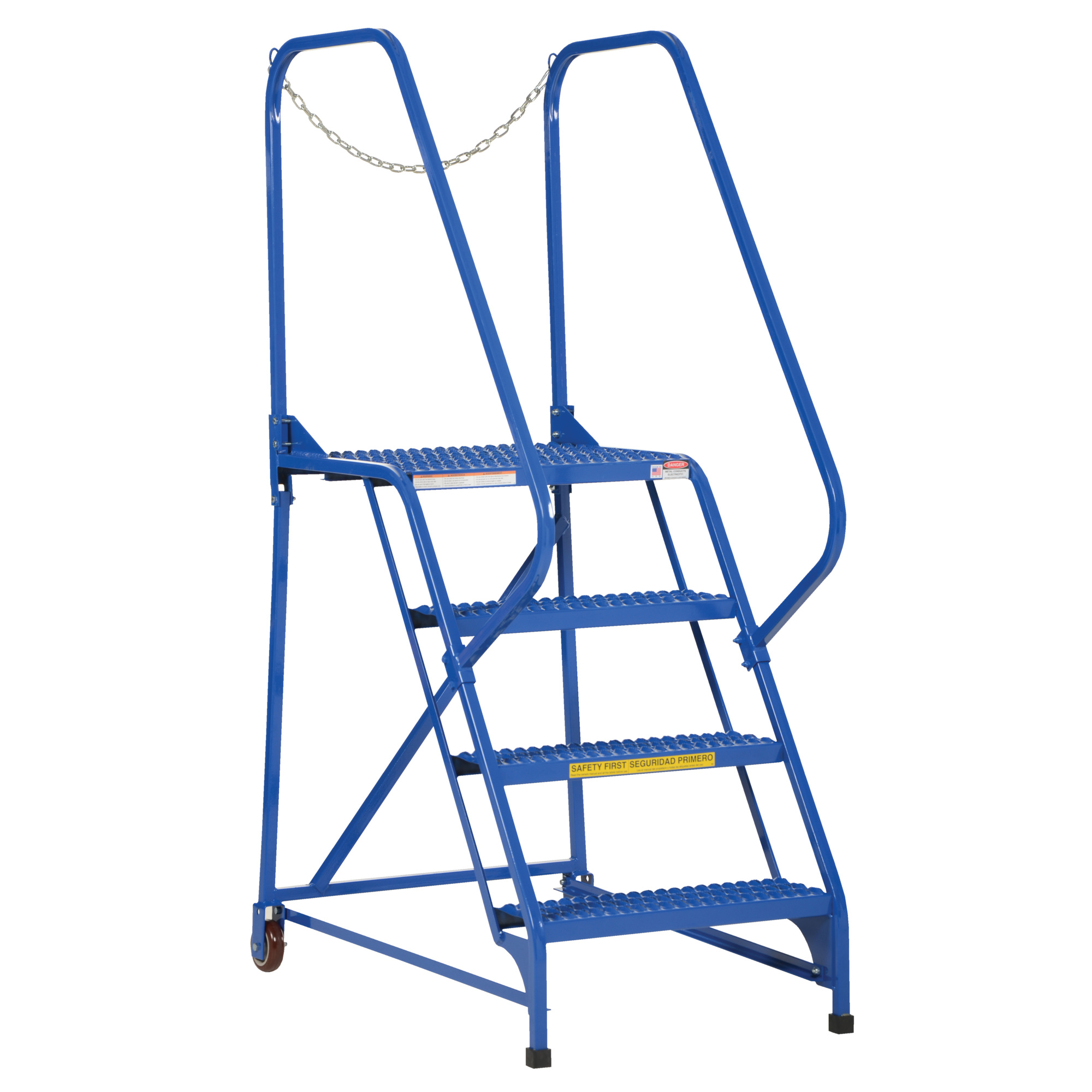 Vestil Steel Maintenance Ladder — 4-Step, 24in. Step Width, 350-Lb. Capacity, Blue, Model# LAD-MM-4-G